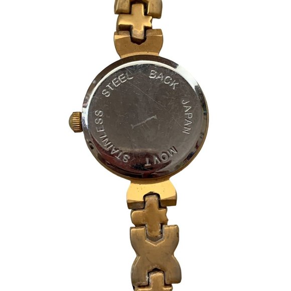 Da Vanci Quartz Women's Watch White Face Yellow Metal Bracelet Band Japan Movmnt - Picture 3 of 5